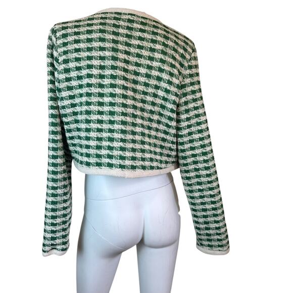 Dessin Studio Green & White Sweater Tank & Cardigan Set Heart Buttons sz S/M - Picture 4 of 11